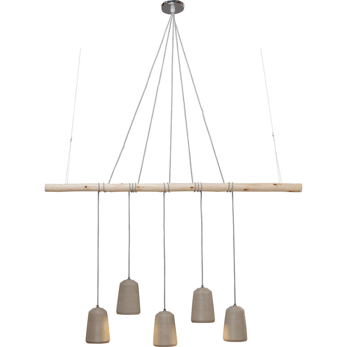 Suspension 5 abat-jours en béton et eucalyptus