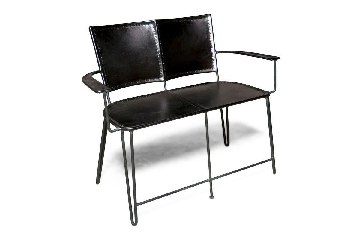 Double fauteuil en cuir noir Double fauteuil en cuir noir
