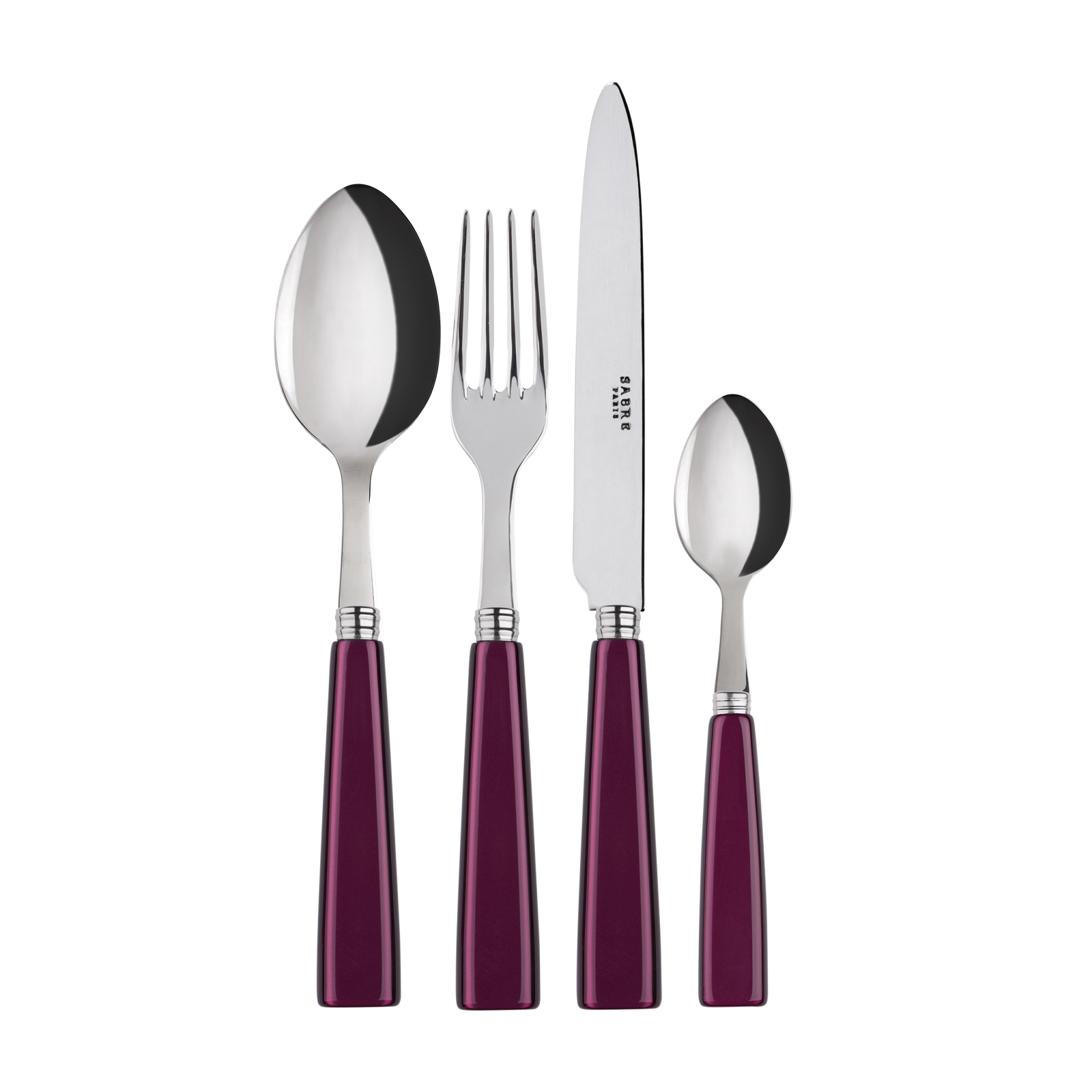 Ménagère service 24 couverts inox et acrylique aubergine Ménagère service 24 couverts inox et acrylique aubergine