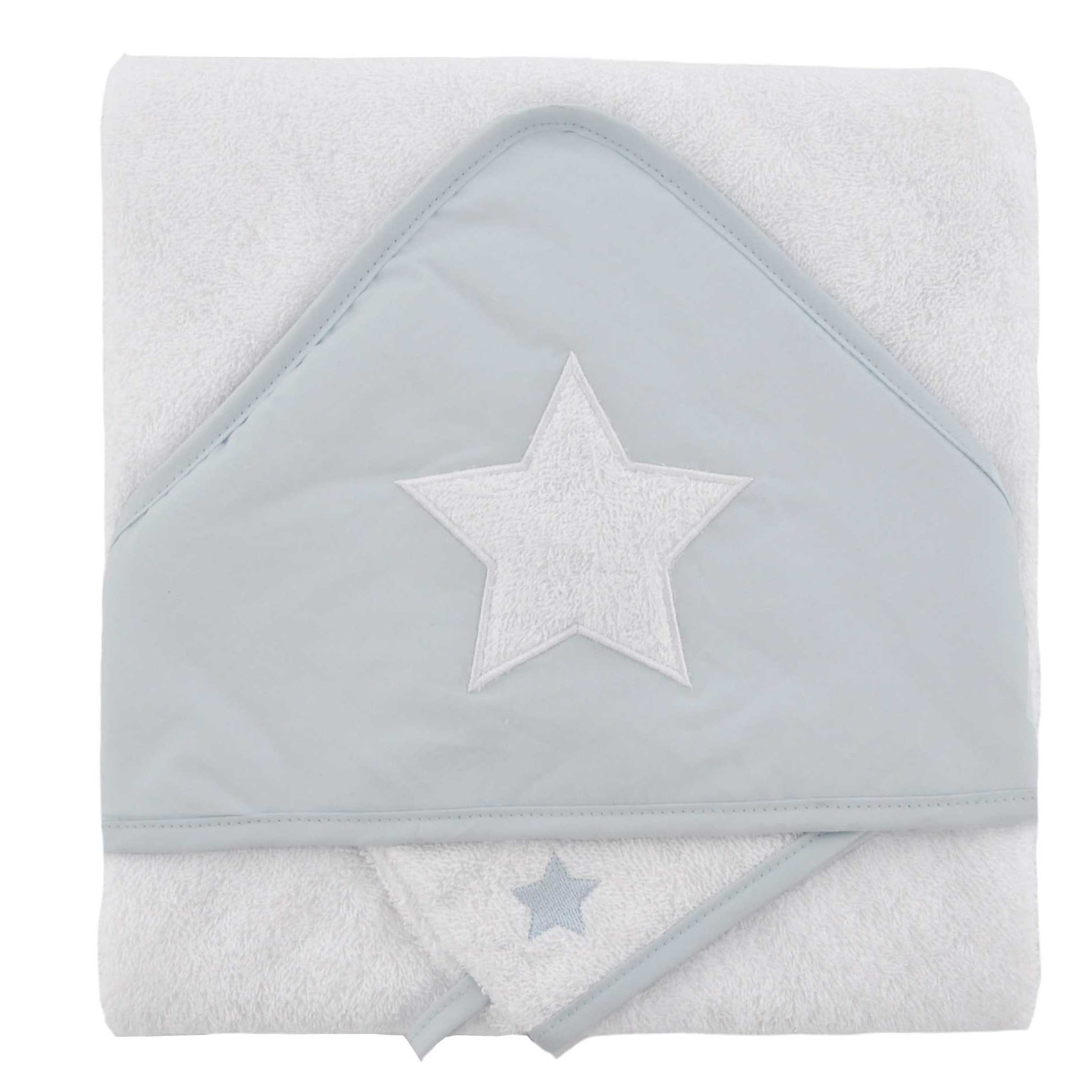 Coffret sortie de bain brodée + gant étoile coton gris 75x75 (photo) Coffret sortie de bain brodée + gant étoile coton gris 75x75
