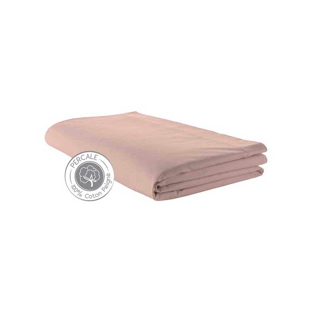 Drap percale 280x325 cm uni coton quartz 325x280 Drap percale 280x325 cm uni coton quartz 325x280