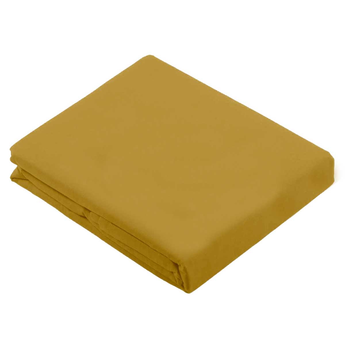 Drap plat uni en 100 % coton coton moutarde 290x180 Drap plat uni en 100 % coton coton moutarde 290x180
