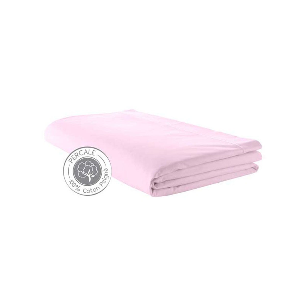 Drap percale 280x325 cm uni coton eglantine 325x280 Drap percale 280x325 cm uni coton eglantine 325x280