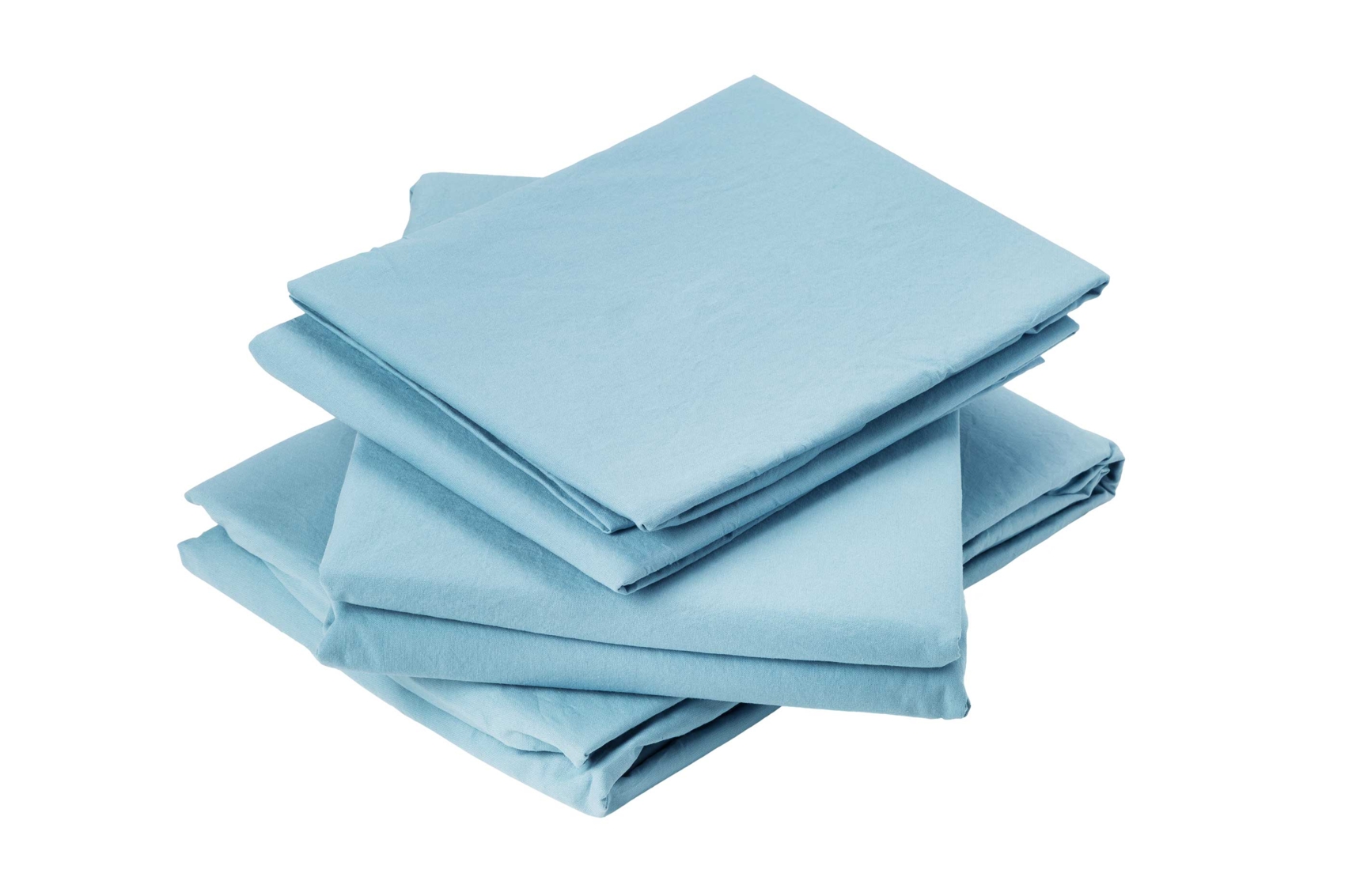 Drap plat en coton lavé coton bleu 290 x 180 Drap plat en coton lavé coton bleu 290 x 180