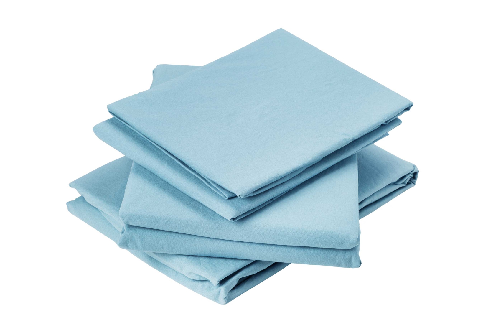 Drap plat en coton lavé coton bleu 280 x 240