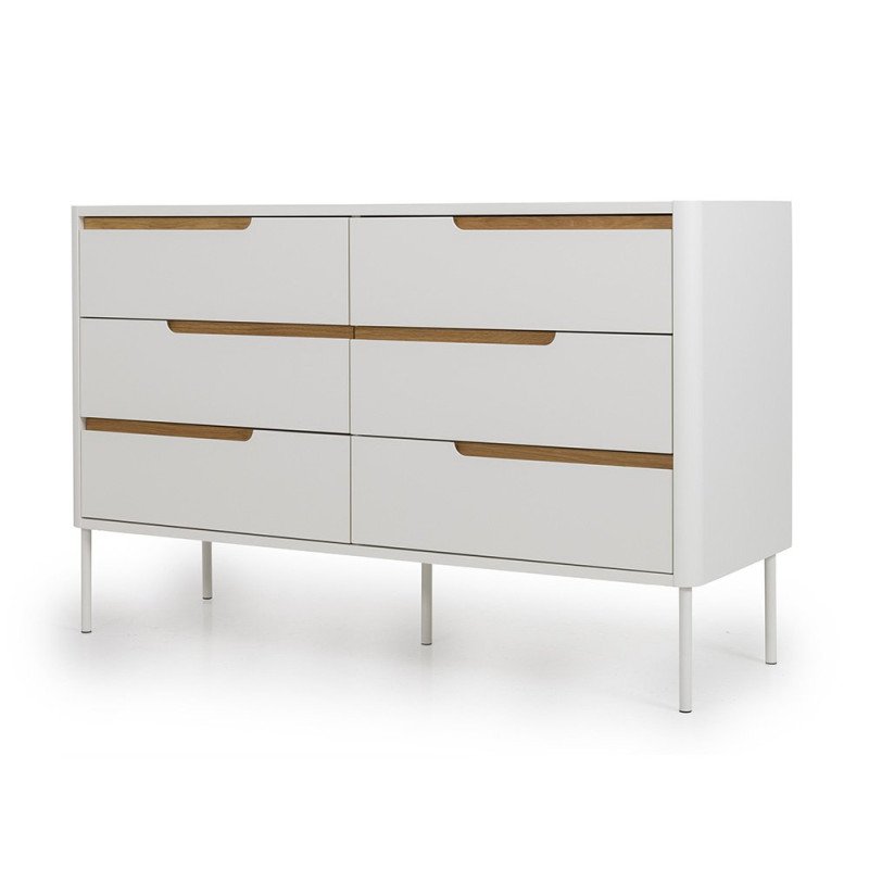 Commode contemporaine 6 tiroirs blanc