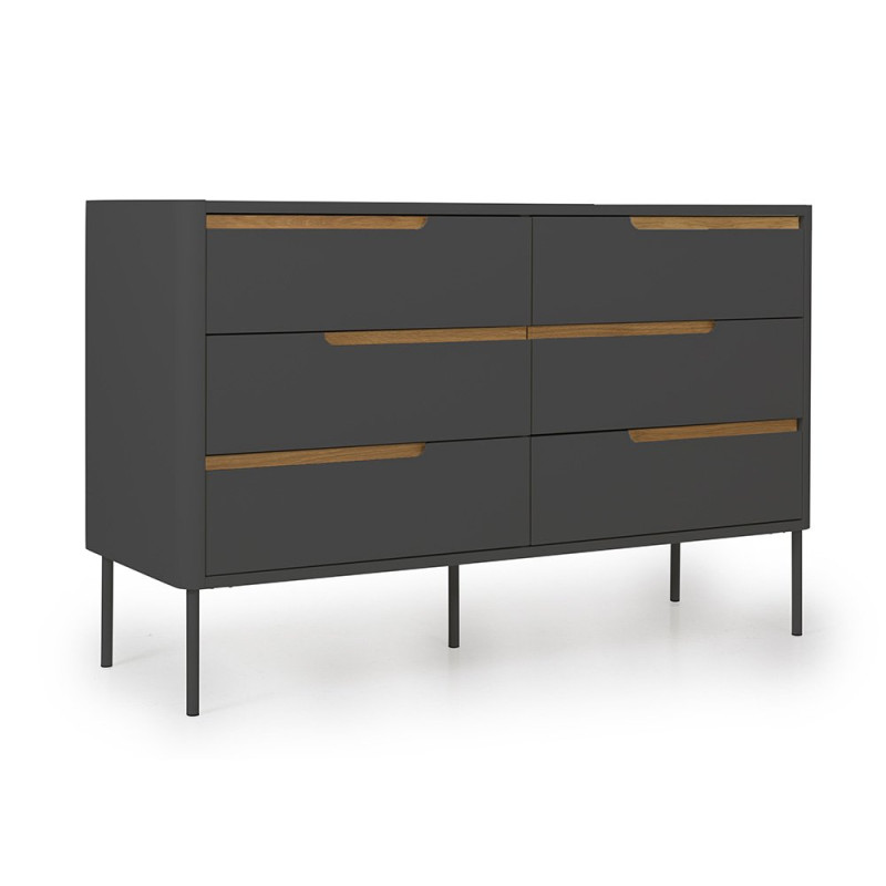 Commode contemporaine 6 tiroirs gris