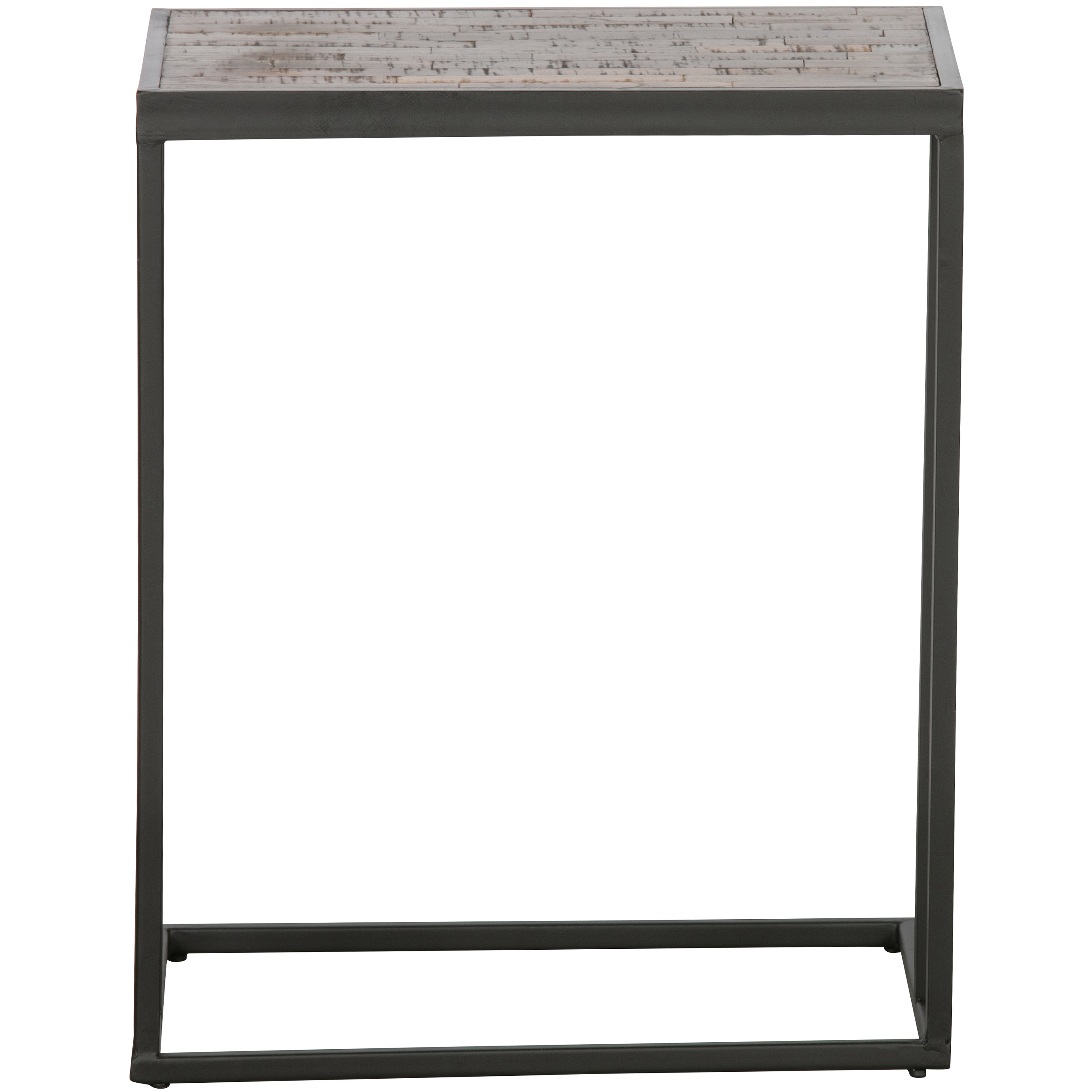 Table d'appoint carré bout de canapé en bois de teck/métal