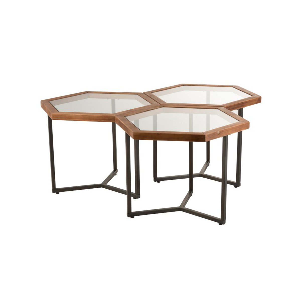 Lot de 3 tables basses en verre