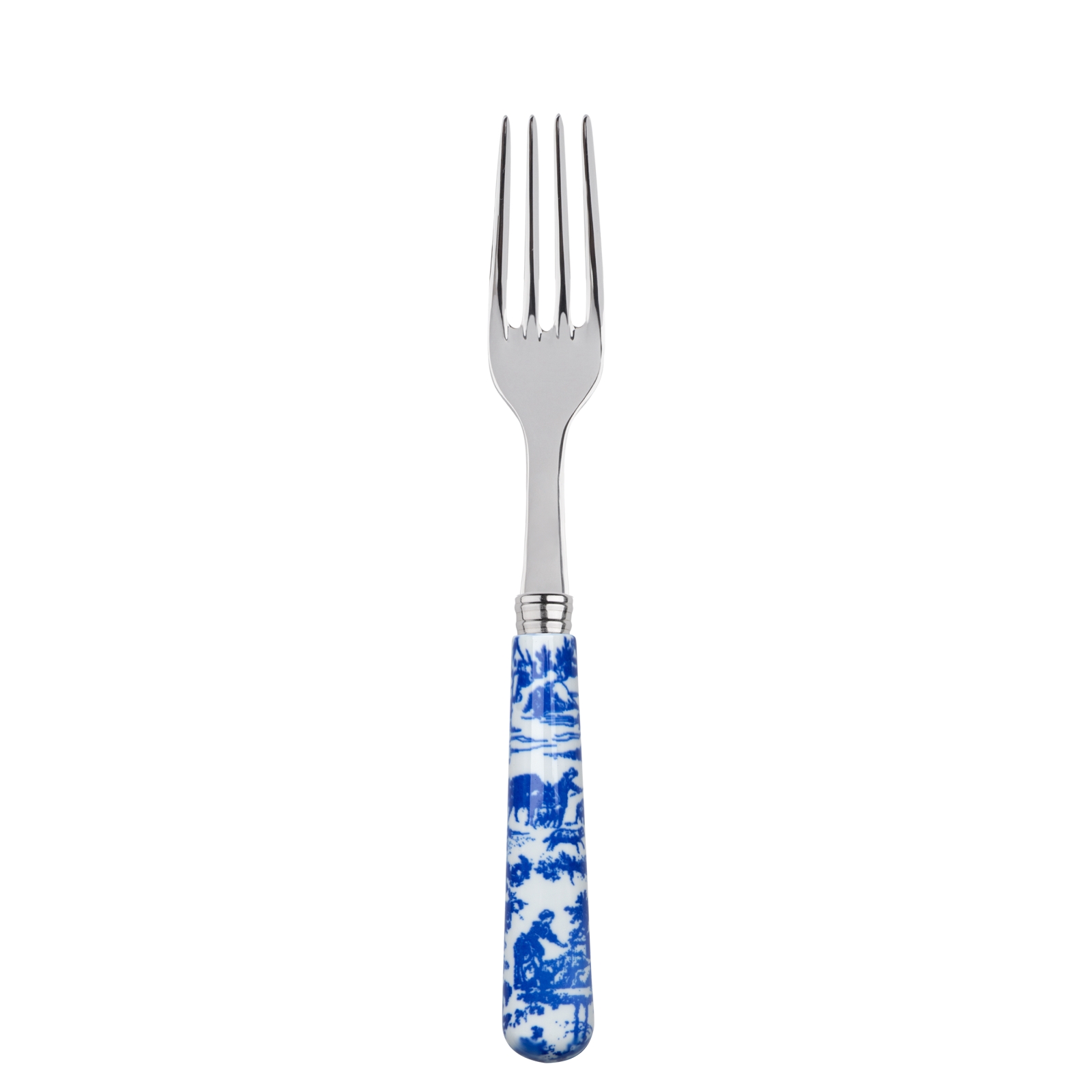 Fourchette de table toile de Jouy bleue (photo) Fourchette de table toile de Jouy bleue