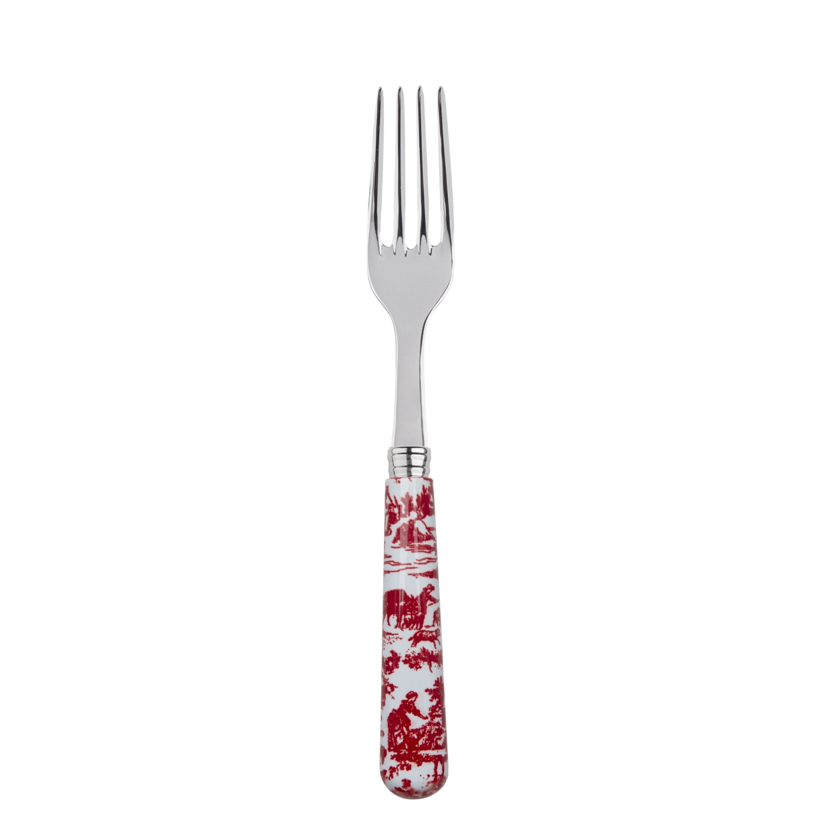 Fourchette de table toile de Jouy rouge (photo) Fourchette de table toile de Jouy rouge