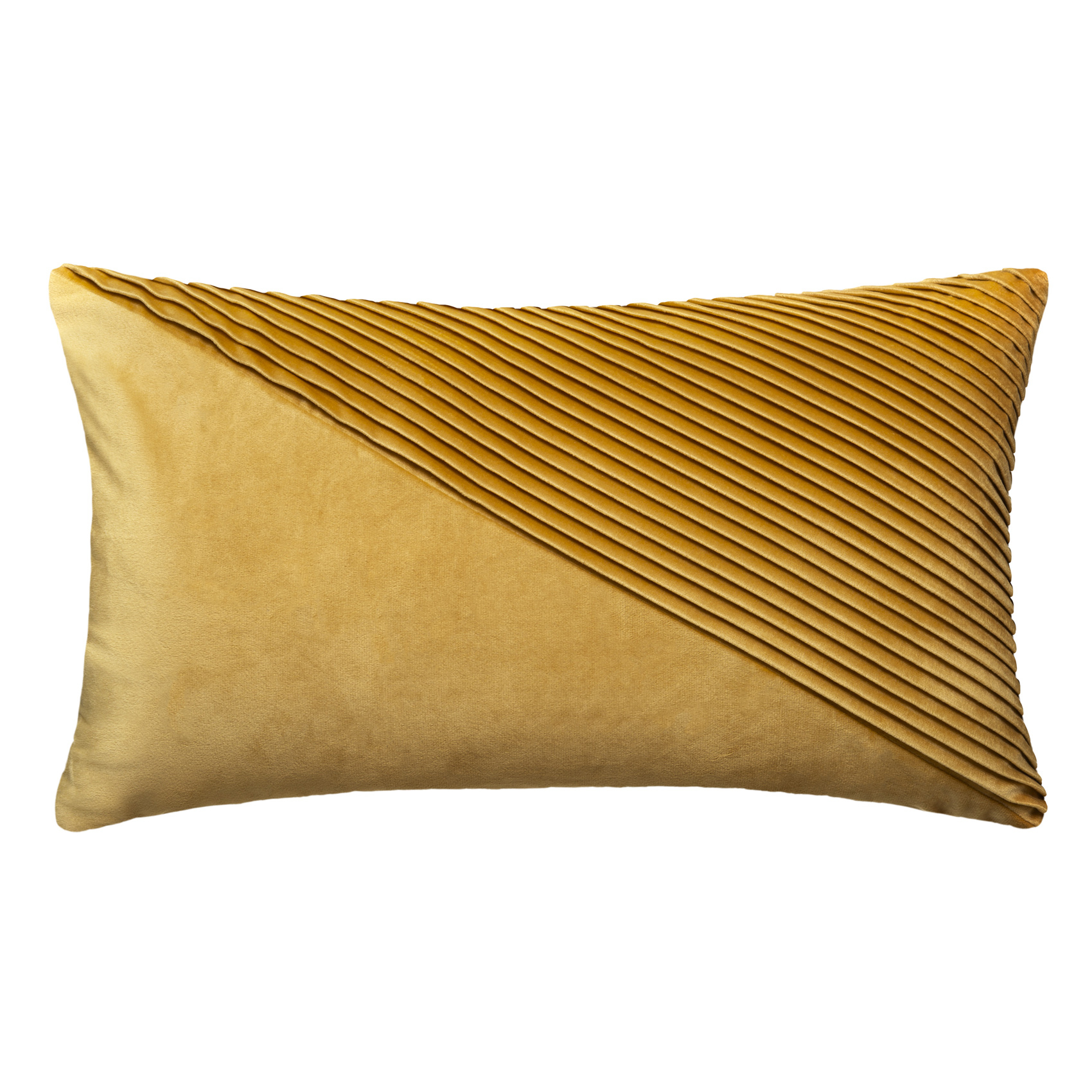 Coussin en velours déhoussable avec plis velours ocre 50x30 Coussin en velours déhoussable avec plis velours ocre 50x30