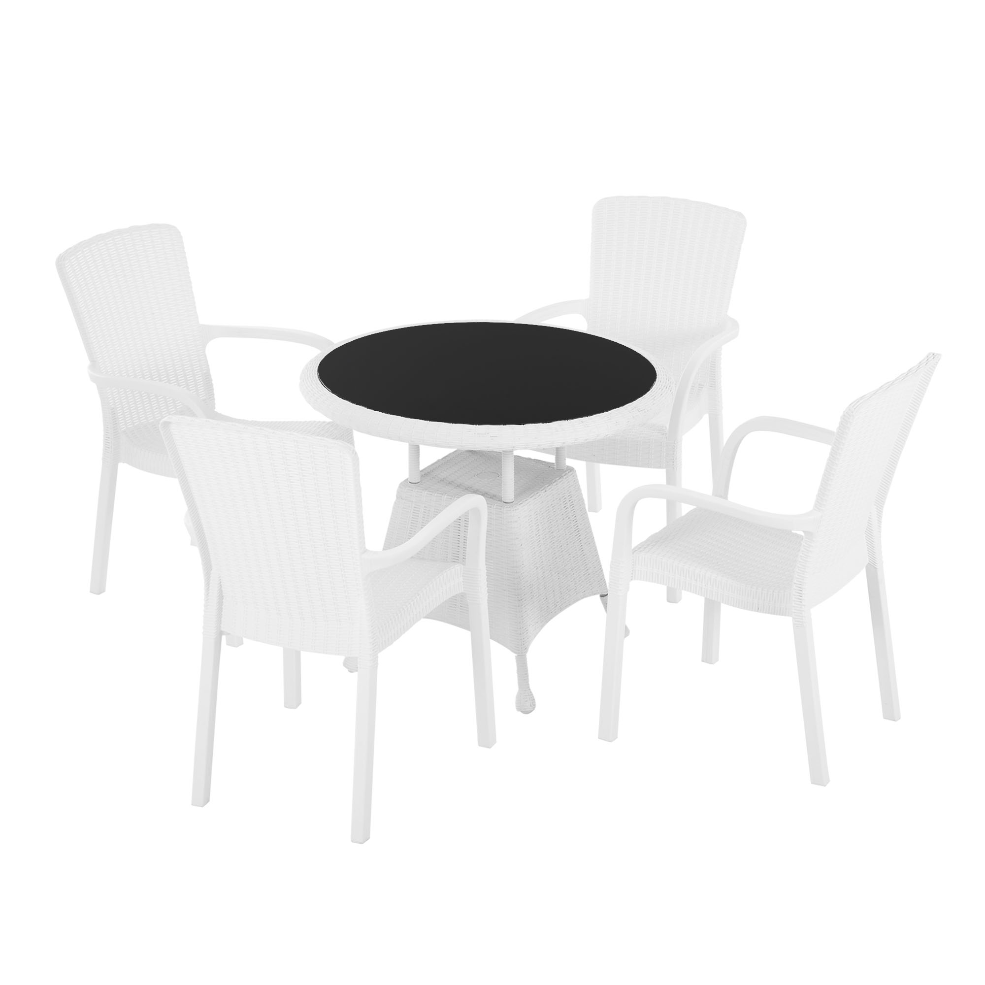 Salon de jardin blanc en résine tressée