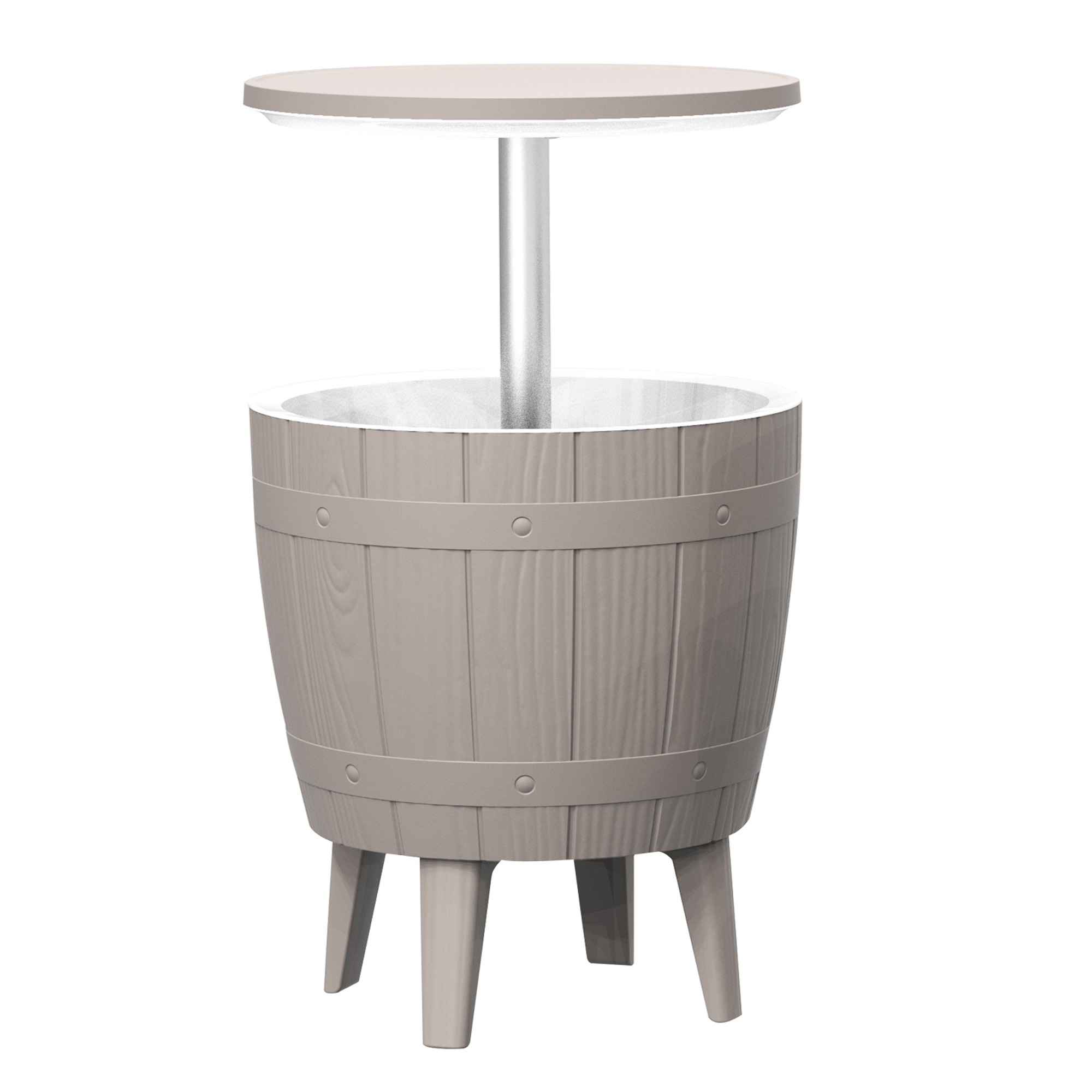 Seau à glace table basse 2 en 1 design tonneau polypropylène gris (photo) Seau à glace table basse 2 en 1 design tonneau polypropylène gris