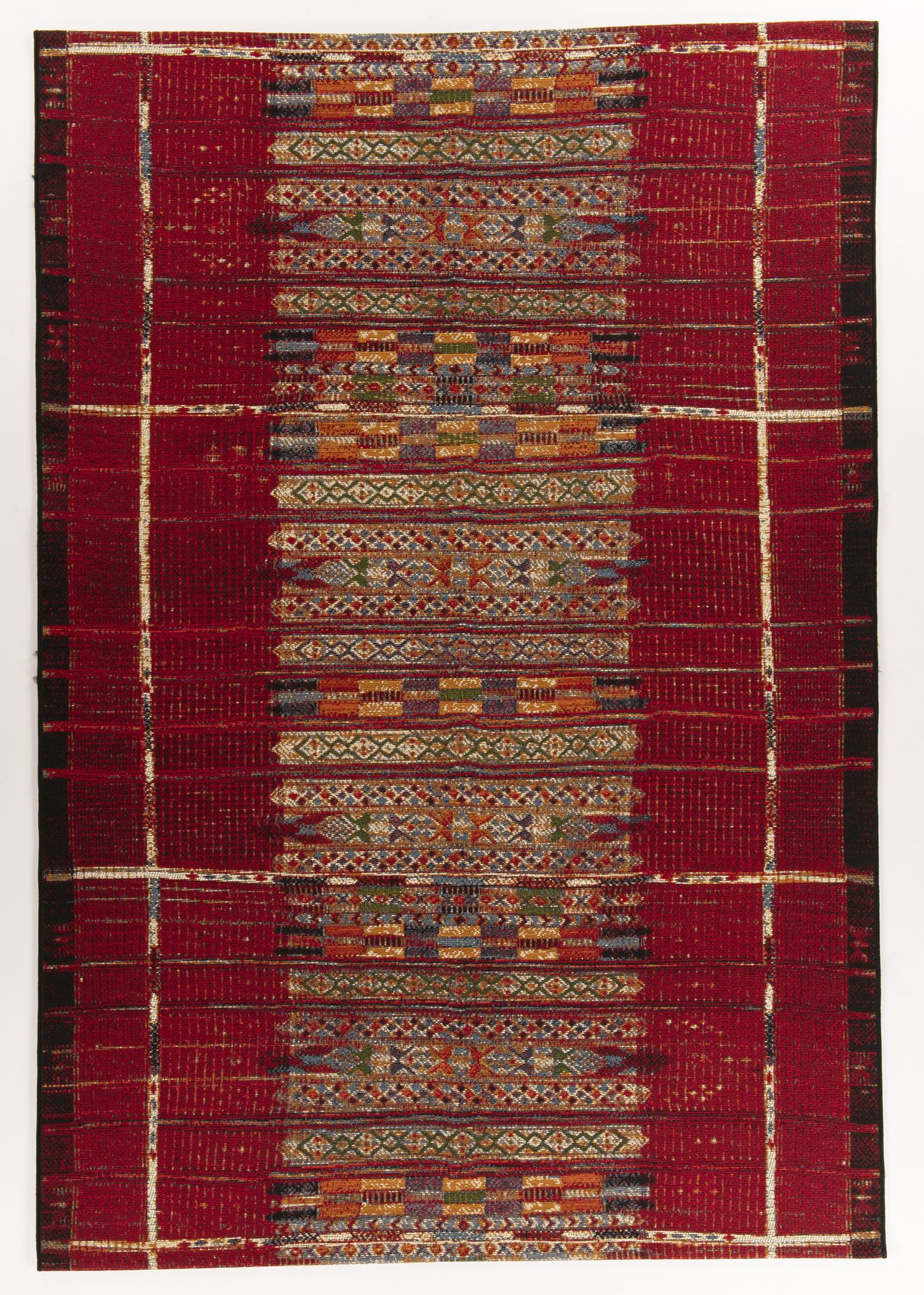 Tapis d'extérieur tissé plat rouge foncé 120x180 cm