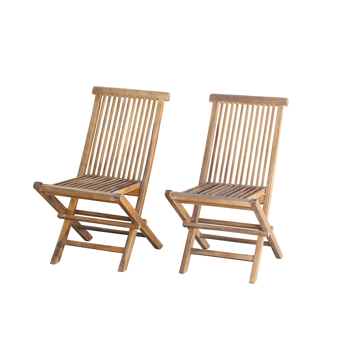 Chaise de jardin pliante en teck huilé (lot de 2)