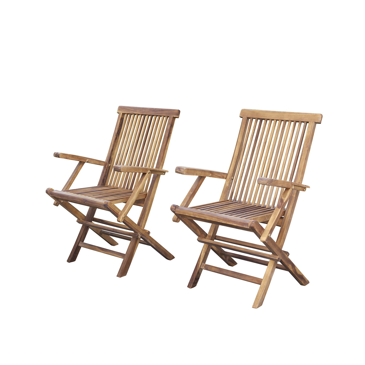Fauteuil de jardin pliant en teck huilé (lot de 2)