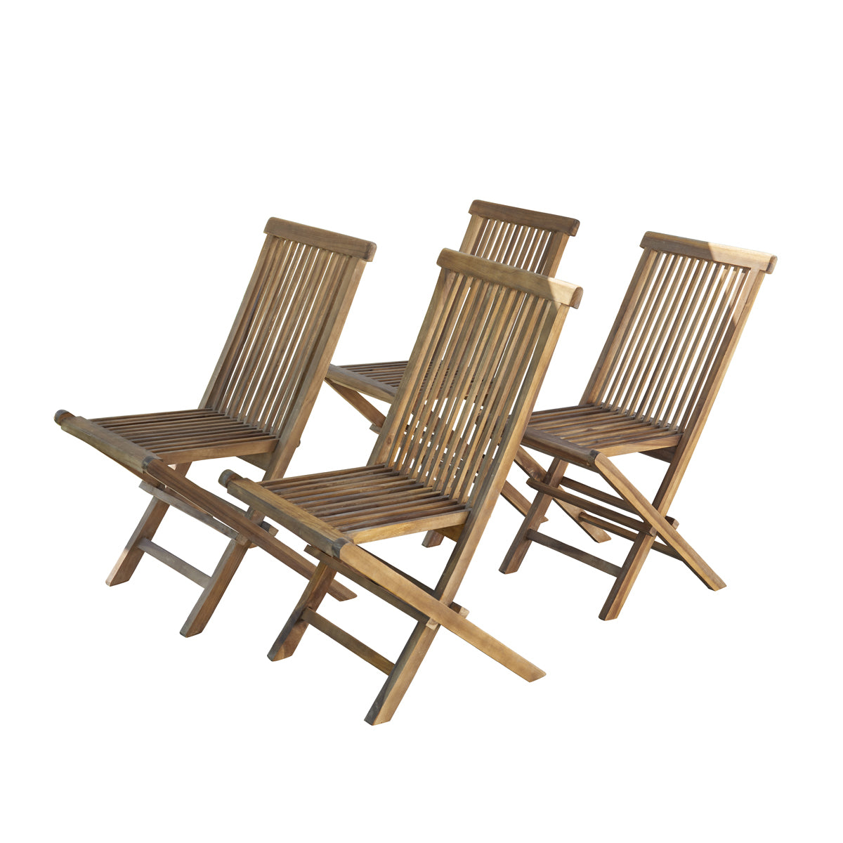 Chaise de jardin en teck huilé pliante (lot de 4) (photo) Chaise de jardin en teck huilé pliante (lot de 4)