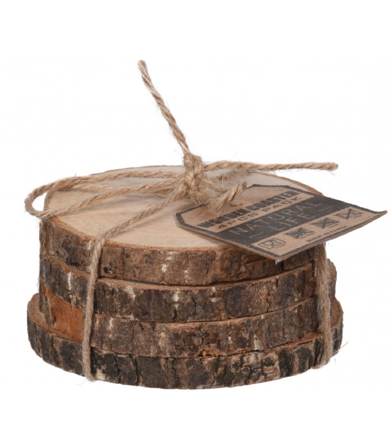 Set de 4 dessous de verres ronds en bois (photo) Set de 4 dessous de verres ronds en bois