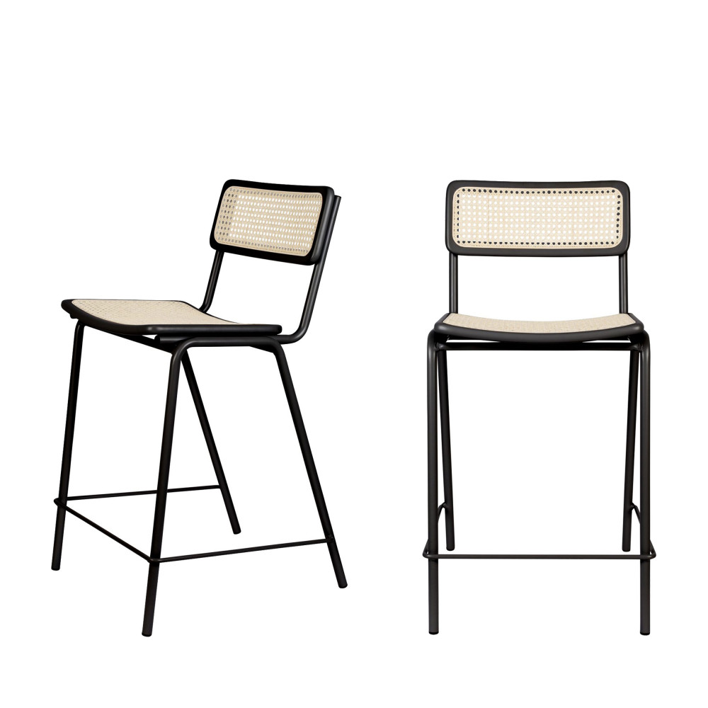 2 tabourets de bar en cannage 66cm noir 2 tabourets de bar en cannage 66cm noir