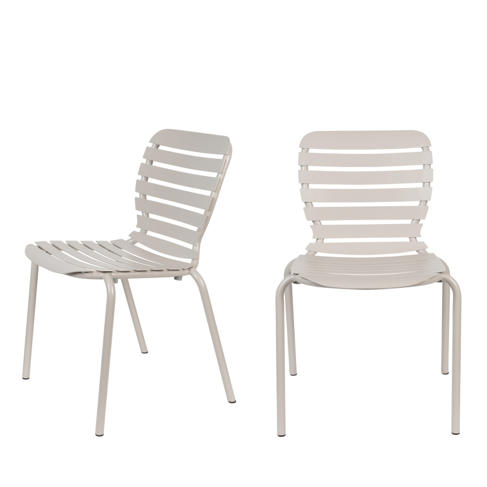 Lot de 2 chaises de jardin en métal - Beige