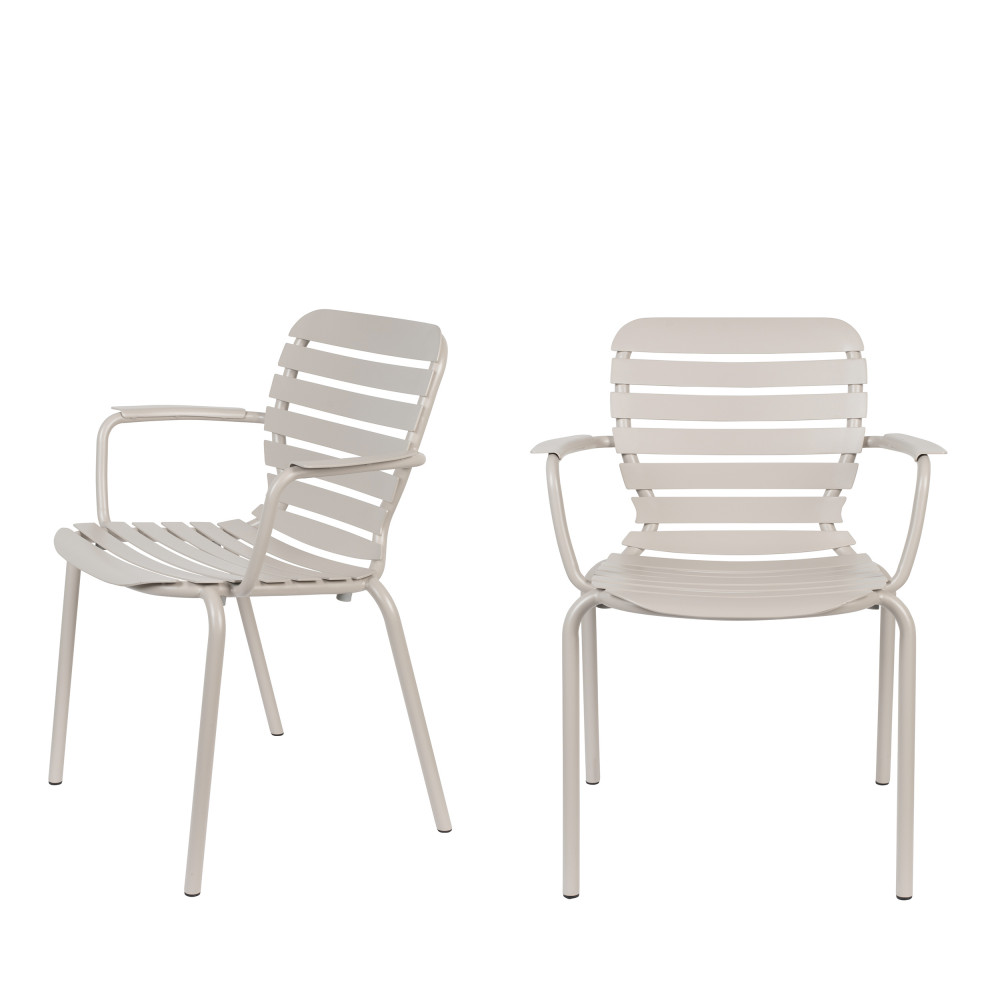 Lot de 2 fauteuils de jardin en métal - Beige