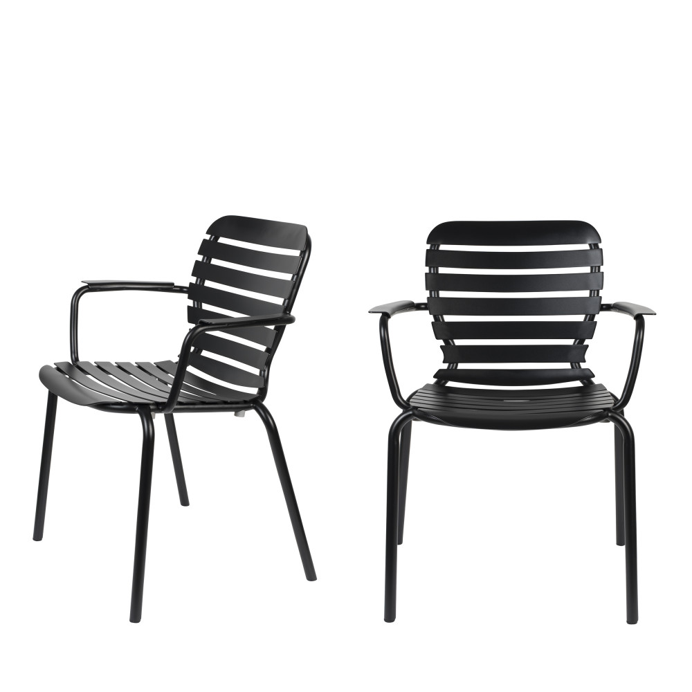 Lot de 2 fauteuils de jardin en métal - Noir