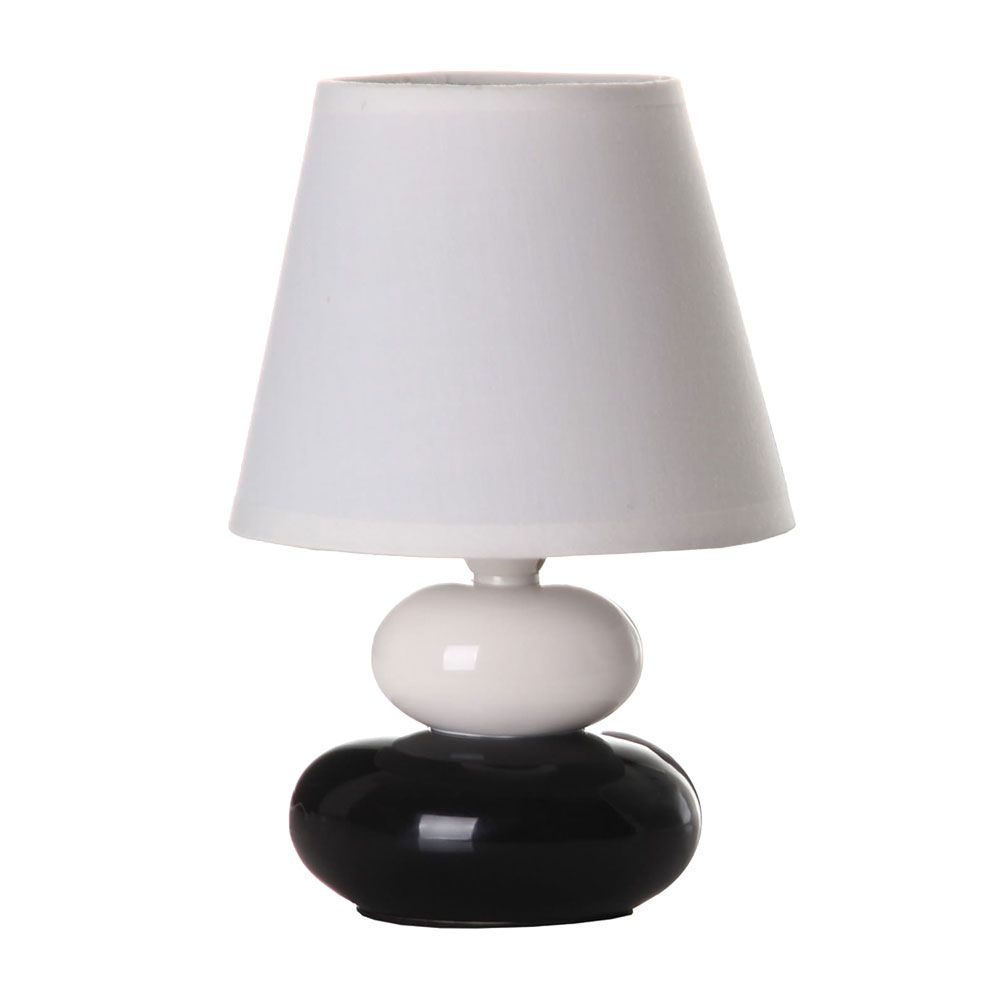 Lampe galet céramique noire et blanche H22cm Lampe galet céramique noire et blanche H22cm