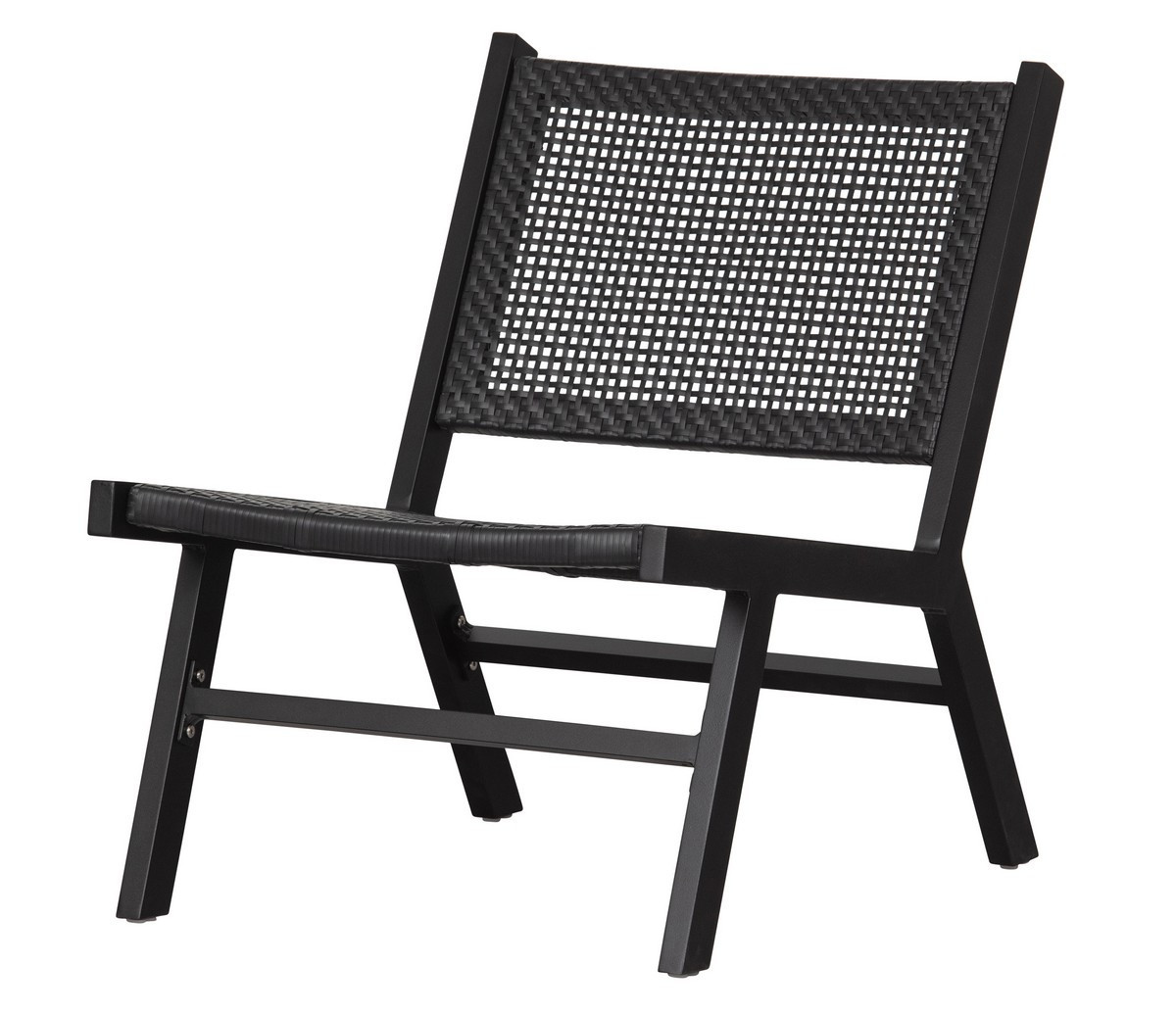 Fauteuil en métal et résine tressée noir