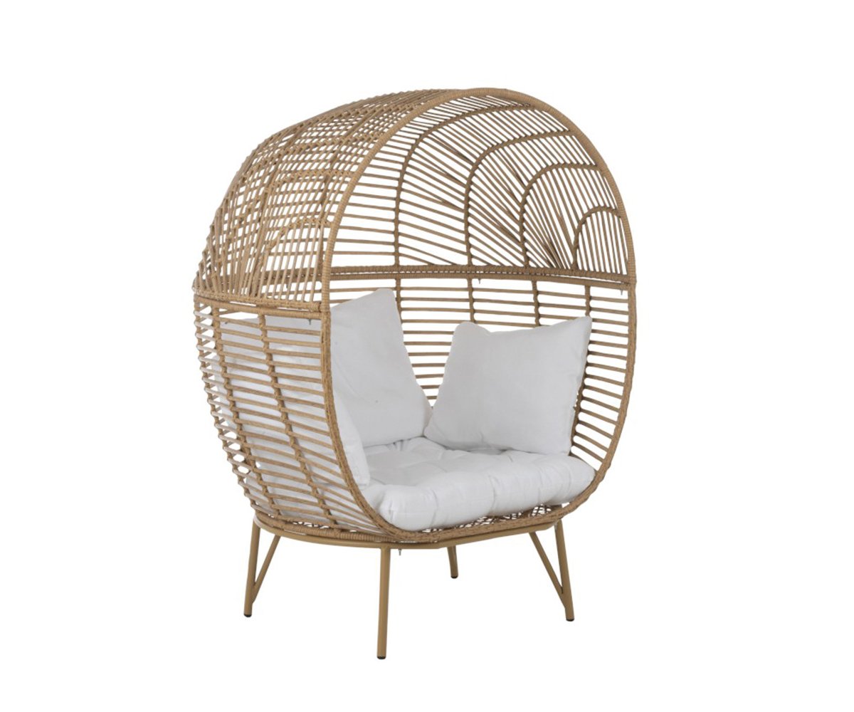 Grand fauteuil boule extérieur avec coussin Naturel