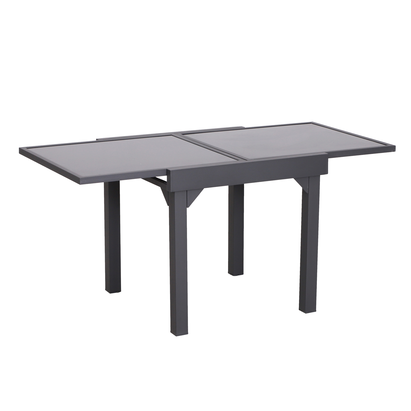 Table extensible de jardin grande taille gris noir 6/8 places