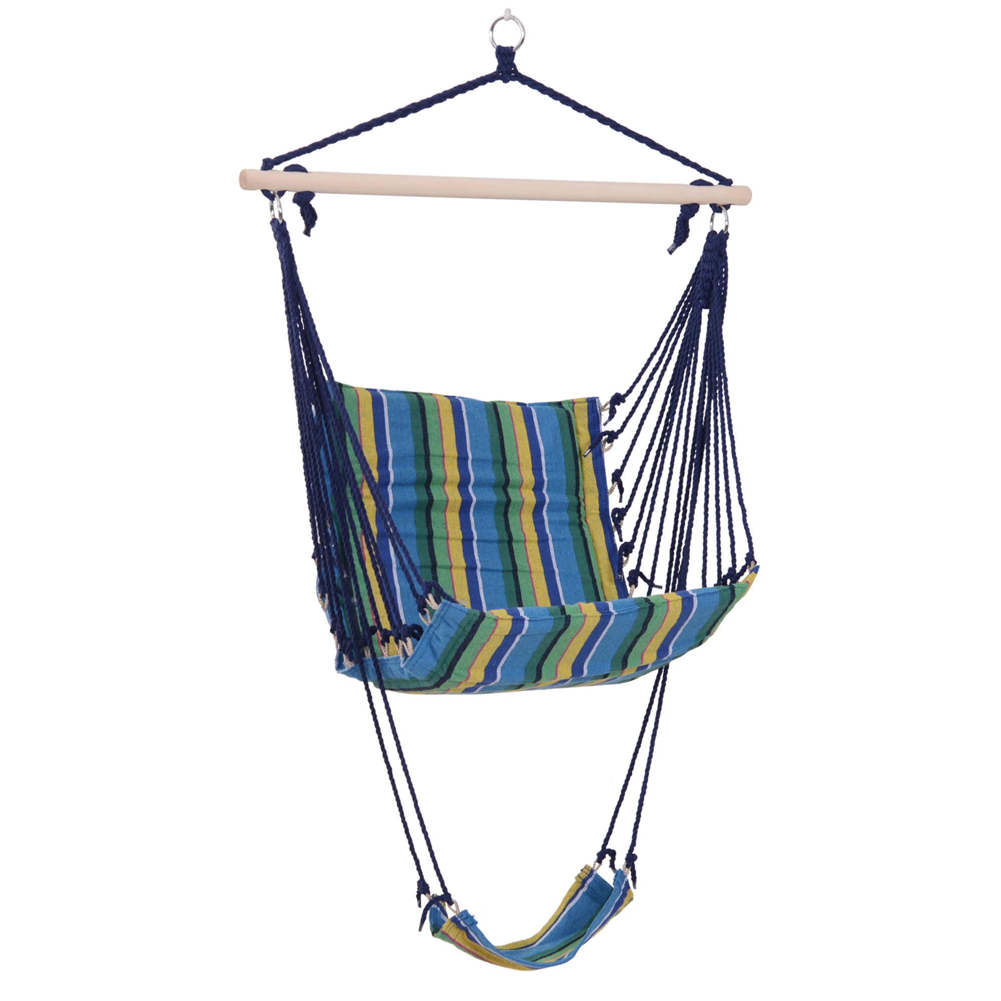 Chaise suspendue hamac avec repose pieds bleu Chaise suspendue hamac avec repose pieds bleu