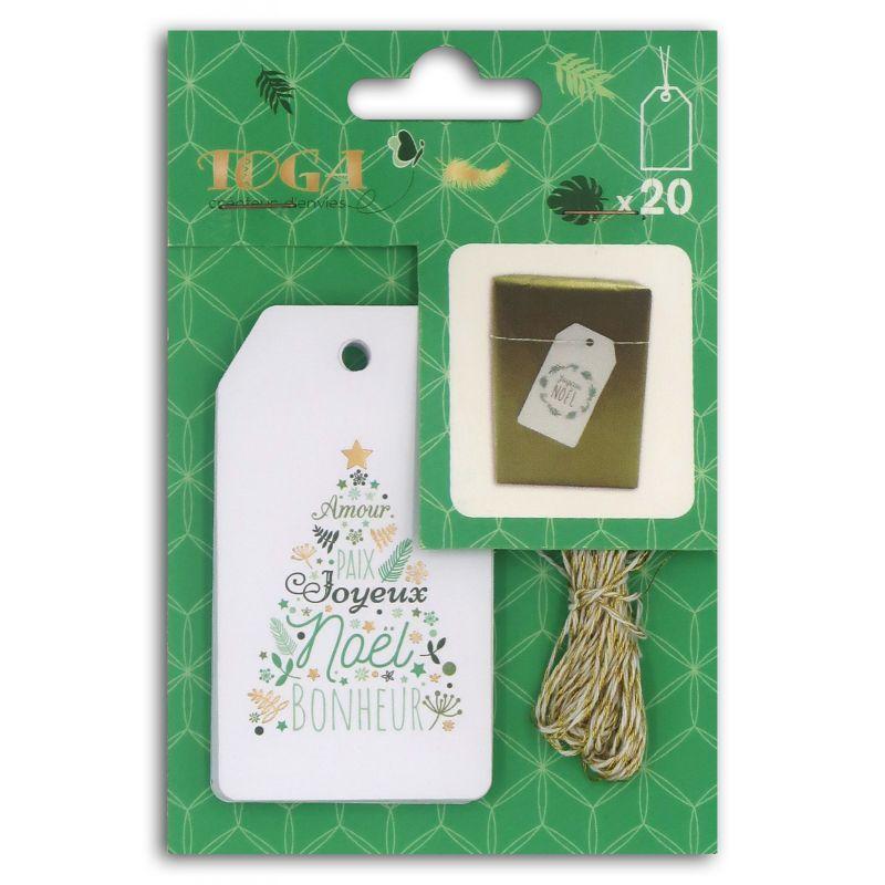 20 étiquettes de Noël avec ficelle doré (photo) 20 étiquettes de Noël avec ficelle doré