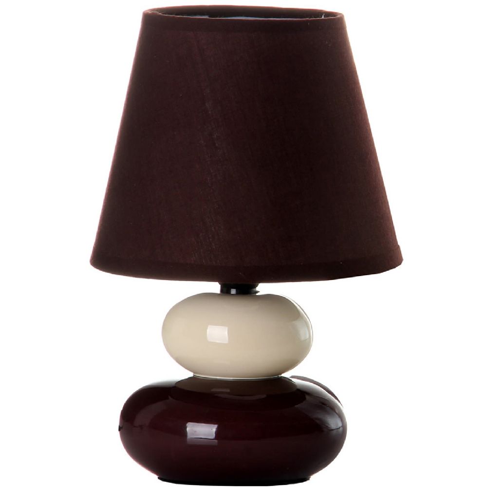Lampe galet céramique marron et crème H22cm Lampe galet céramique marron et crème H22cm