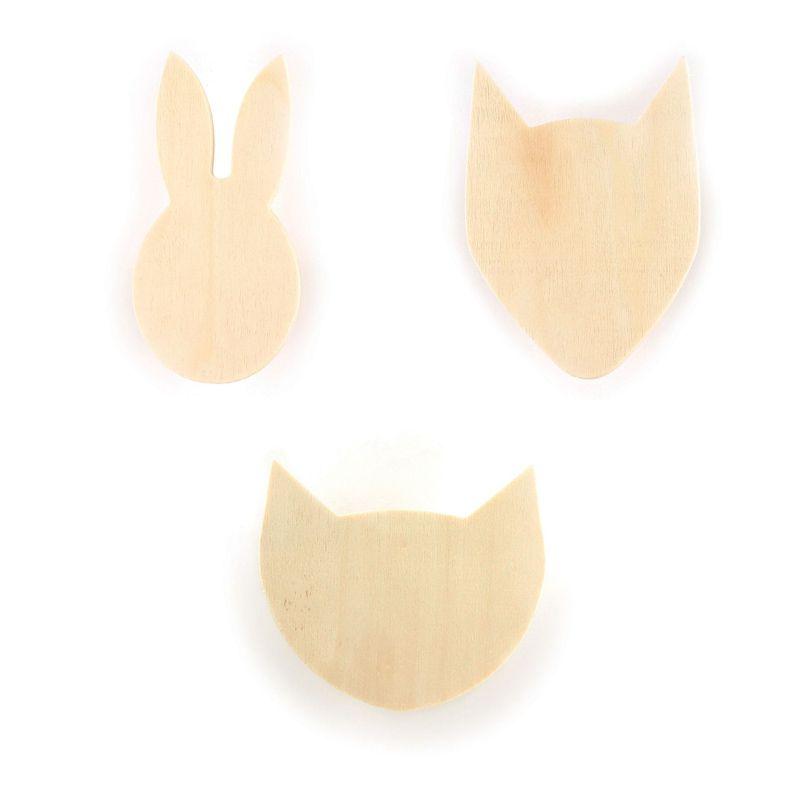 Patère animaux en bois - Lot de 3 Patère animaux en bois - Lot de 3