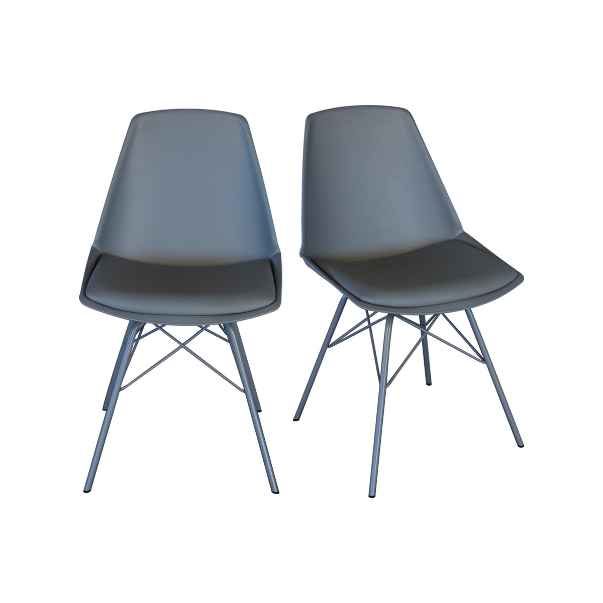 2 chaises design - pieds métal gris