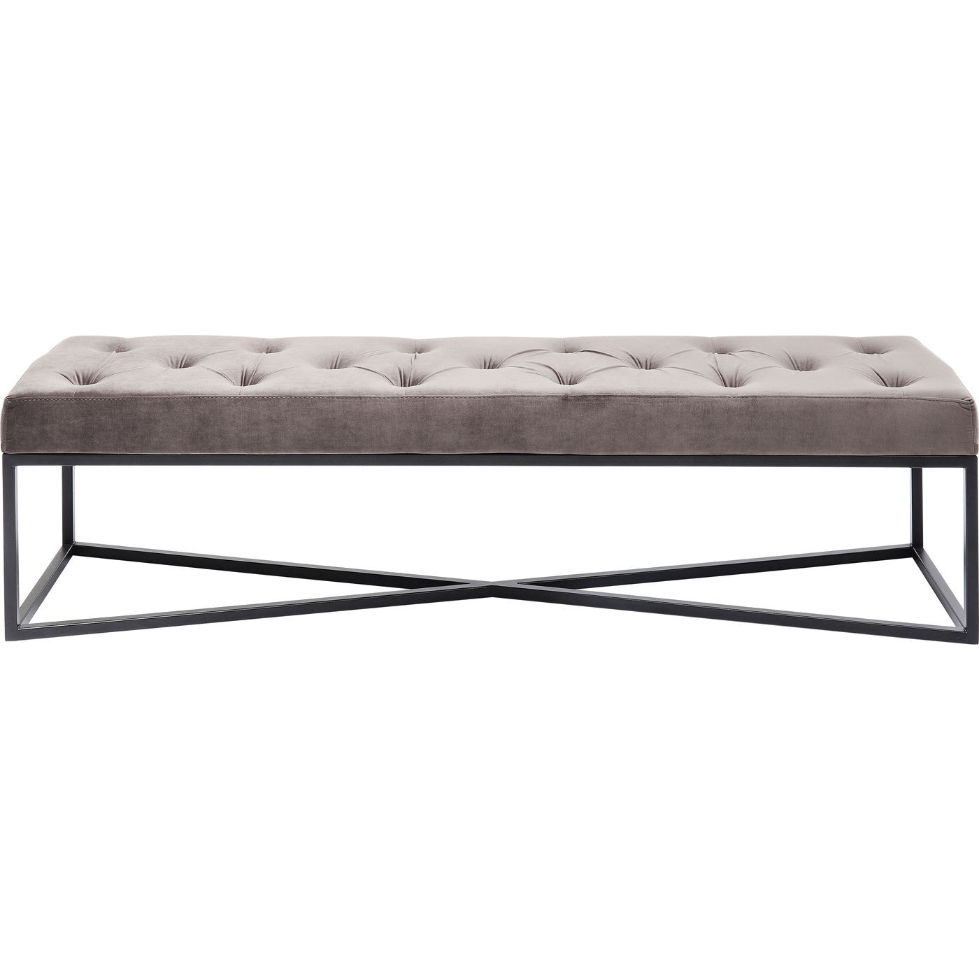 Banc 2 places velours gris et acier noir (photo) Banc 2 places velours gris et acier noir