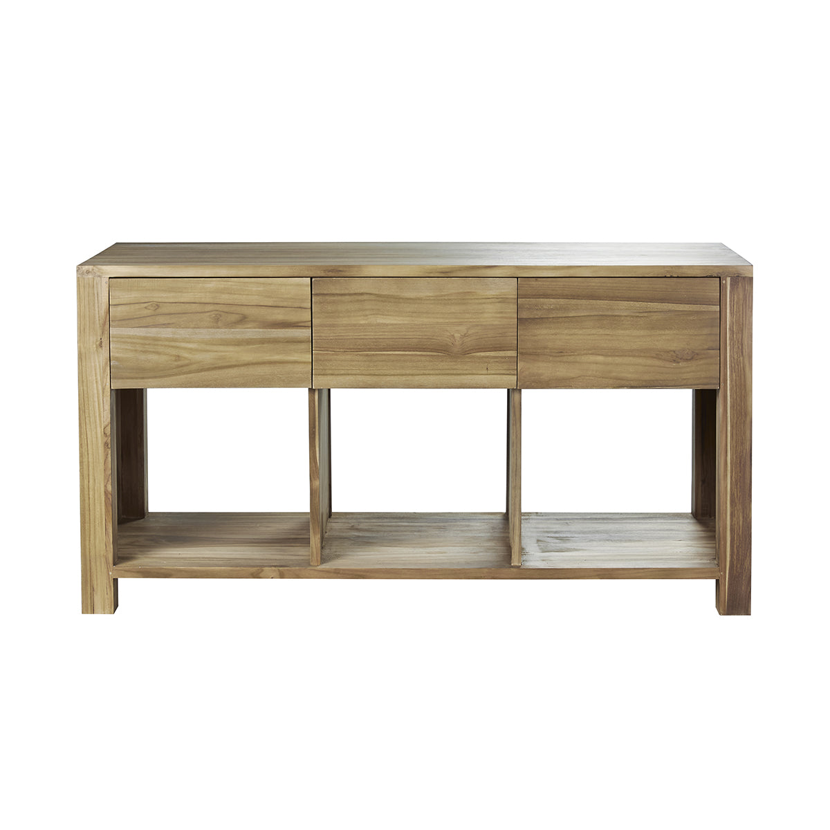 Meuble double vasque 3 tiroirs et 3 niches en teck