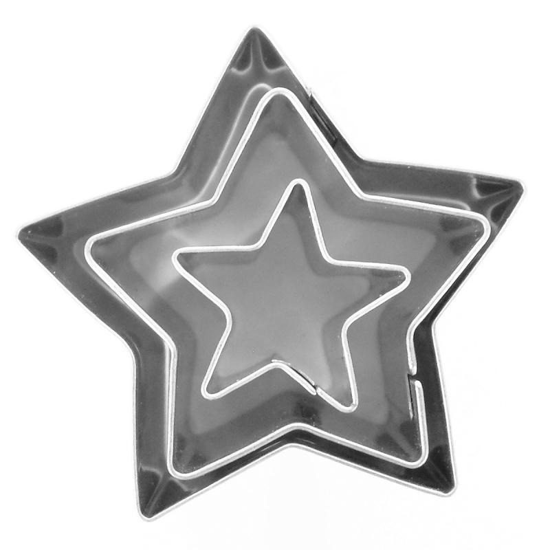 3 mini emporte-pièces étoiles en inox (photo) 3 mini emporte-pièces étoiles en inox