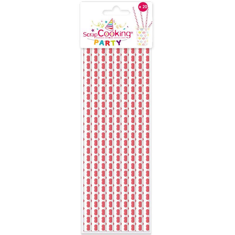 20 pailles papier cœurs roses (photo) 20 pailles papier cœurs roses