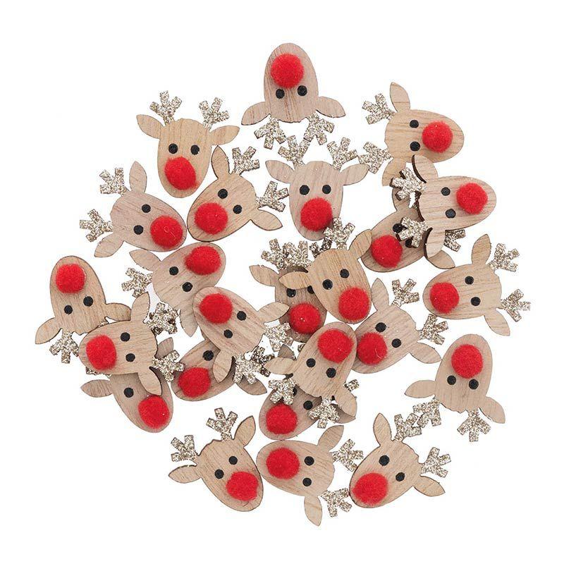 Confettis rennes en bois pailletés dorés (photo) Confettis rennes en bois pailletés dorés