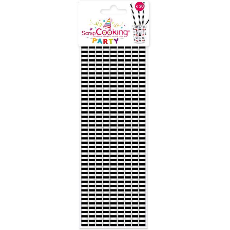 20 pailles papier rayures noires & blanches (photo) 20 pailles papier rayures noires & blanches