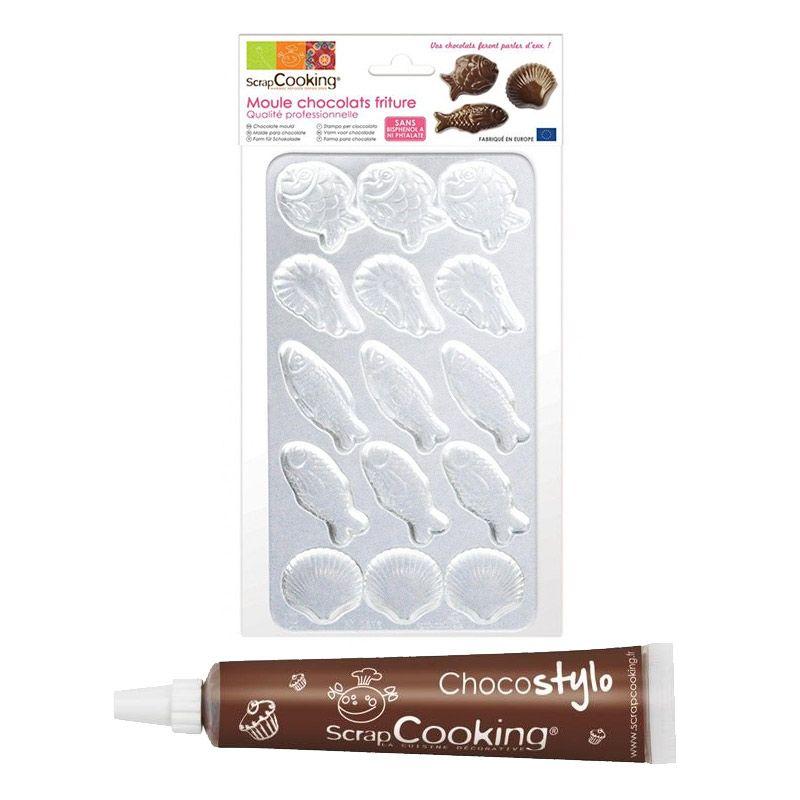 Moule rigide pour fritures en chocolat + 1 stylo chocolat offert Moule rigide pour fritures en chocolat + 1 stylo chocolat offert