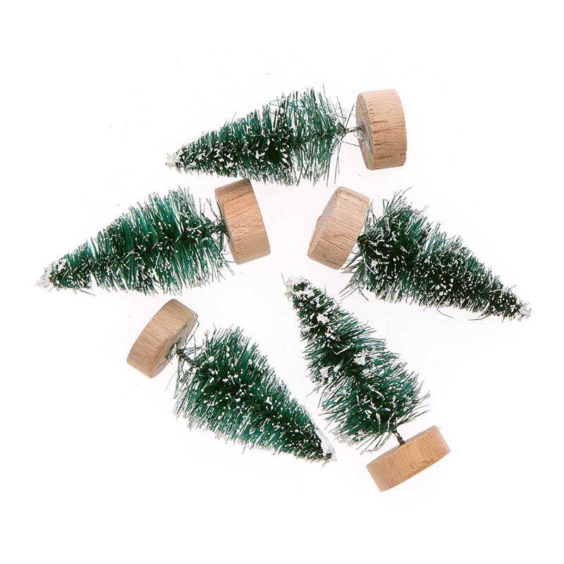 Lot de 5 sapins de Noël en bois vert 5cm Lot de 5 sapins de Noël en bois vert 5cm
