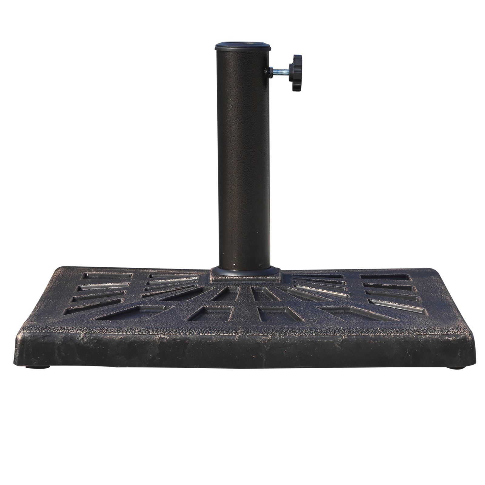 Pied de parasol carré résine imitation fonte bronze