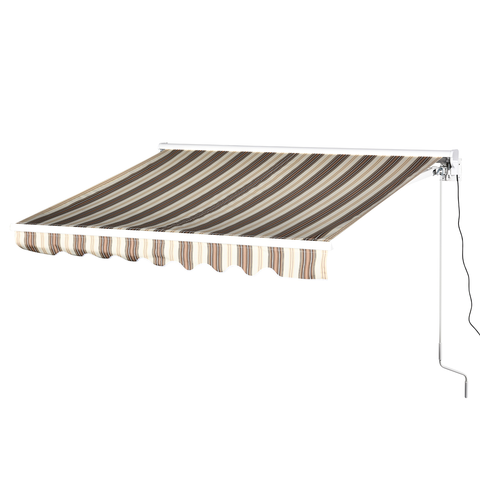 Store banne électrique/manuel rétractable marron beige rayé Store banne électrique/manuel rétractable marron beige rayé