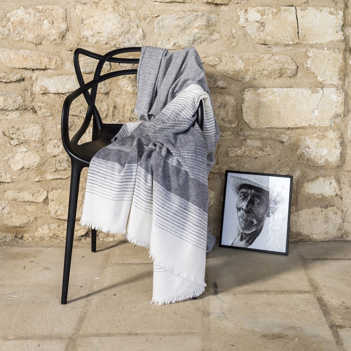 Plaid Fin Doux en Laine Noir 150x200 cm Plaid Fin Doux en Laine Noir 150x200 cm