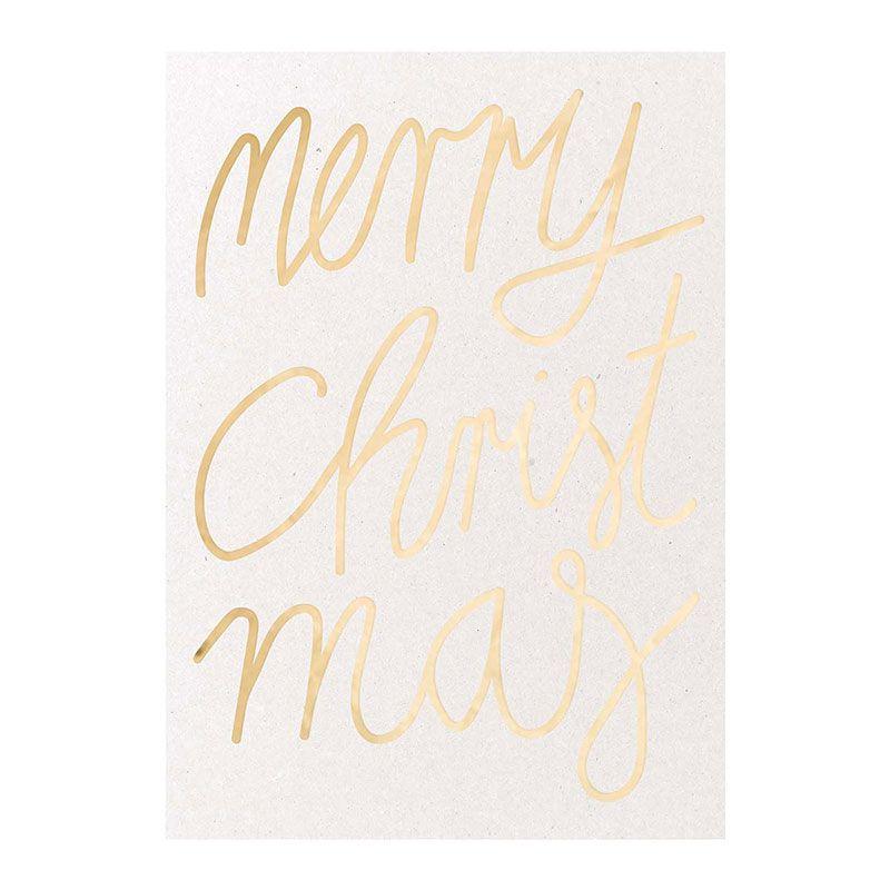 Carte postale Merry Christmas dorée Carte postale Merry Christmas dorée