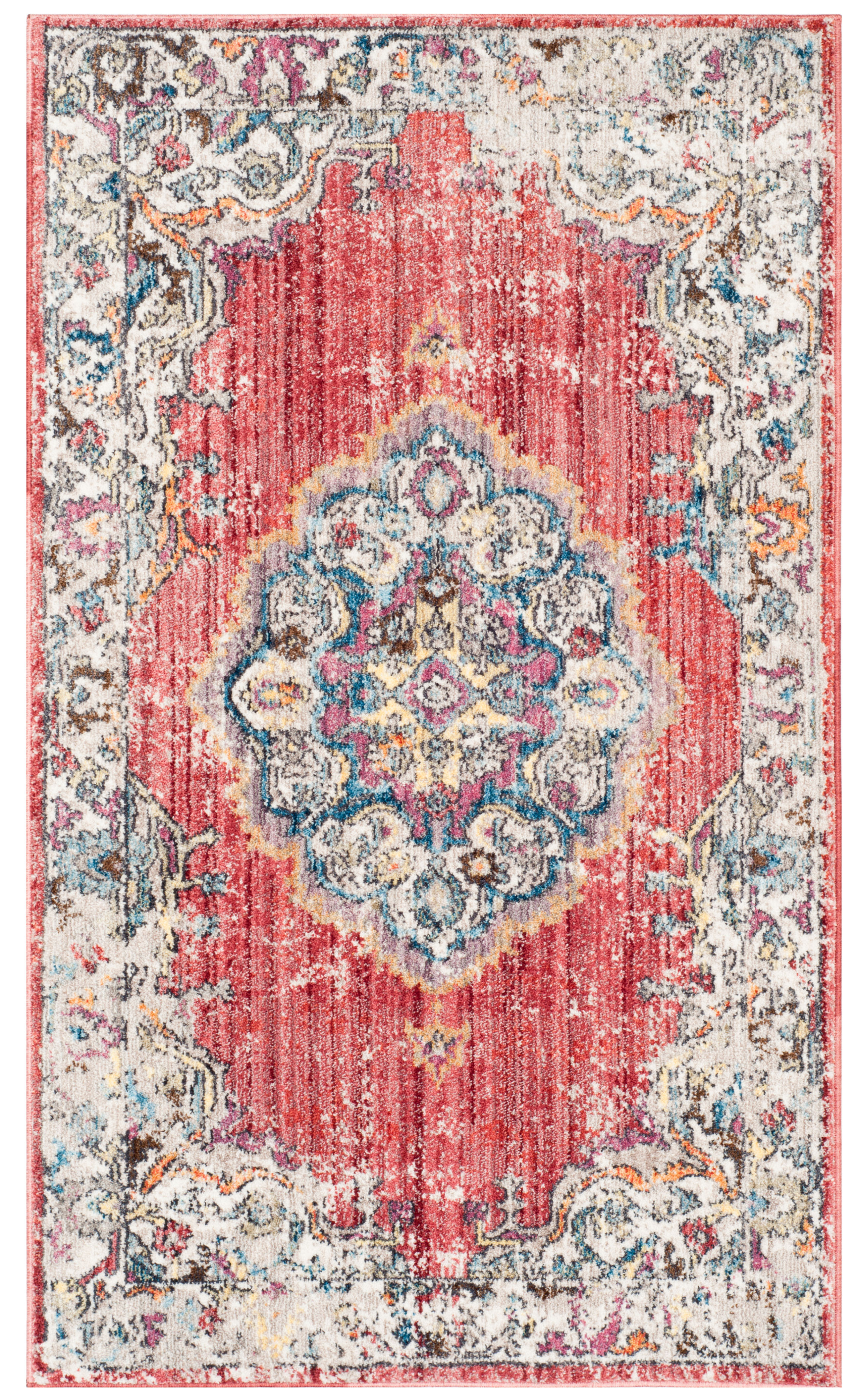 Tapis de salon d'inspiration vintage fuchsia et gris clair 90x150 Tapis de salon d'inspiration vintage fuchsia et gris clair 90x150