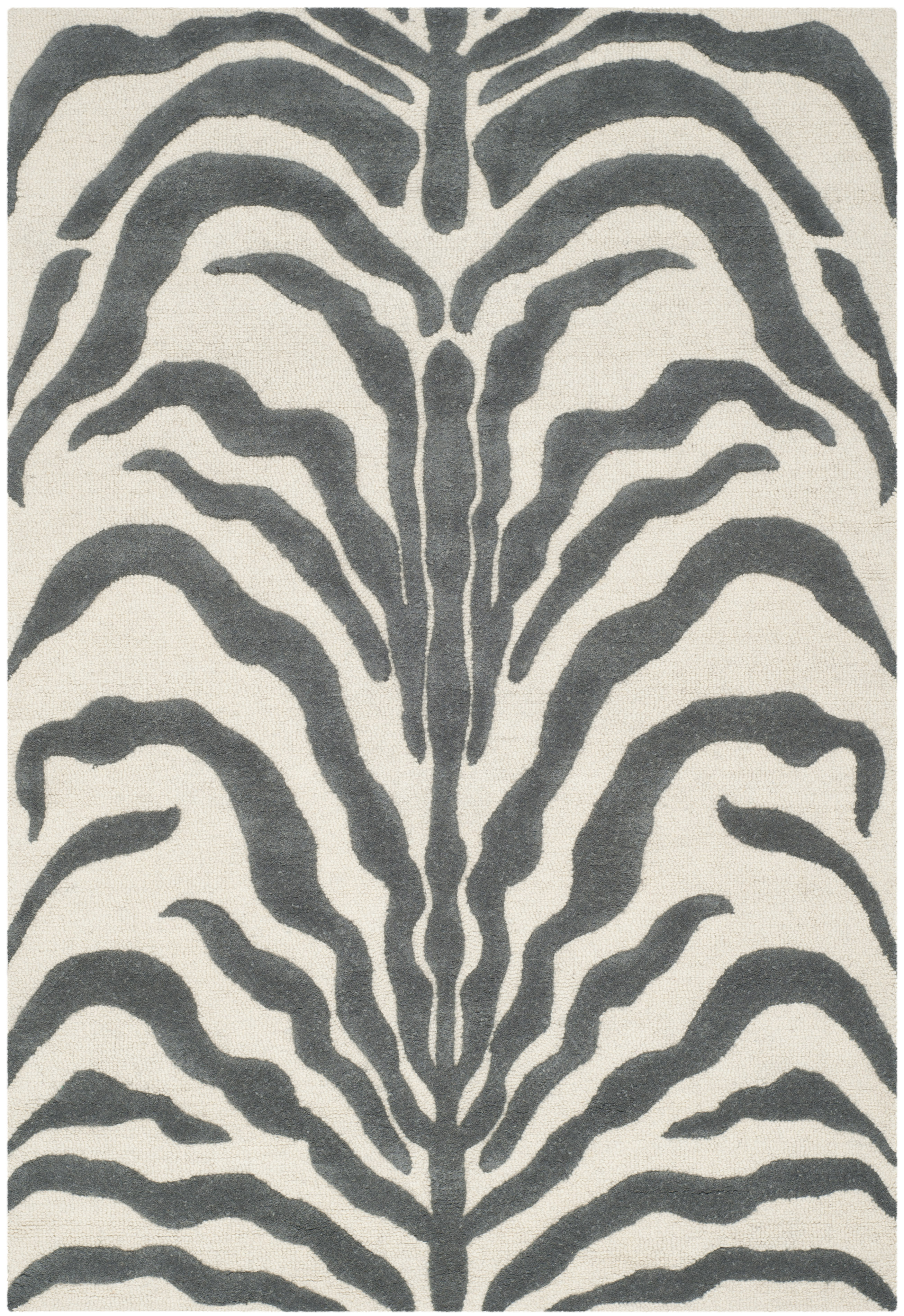 Tapis de salon interieur en ivoire & gris fonce, 152 x 244 cm Tapis de salon interieur en ivoire & gris fonce, 152 x 244 cm